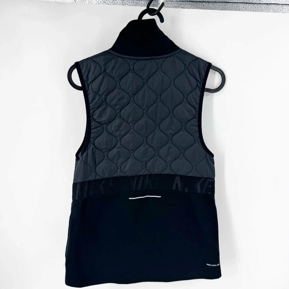 Nike AeroLayer Womens Running Vest Black Quilted Full Zip Puffer XS‎ CU3352-010